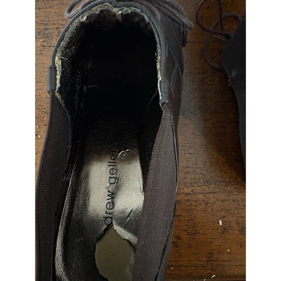 Andrew Geller Mary Jane Brown Leather Upper 8 M 3” Heel Lace Up Ankle Boots - Picture 5 of 7